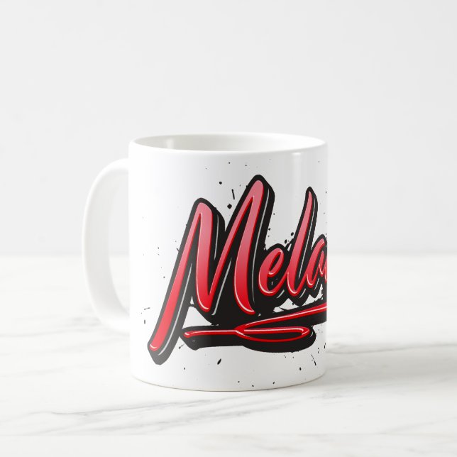 Melanie red Heart Graffiti Tasse Kaffeetasse Kaffemugg (Framsida vänster)