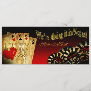 Melanie & Scott Las Vegas Röd Svart Guld LINNE Inbjudningar