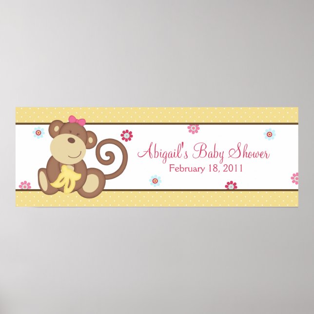 Melanie the Monkey Baby Shower Banner Poster (Framsidan)