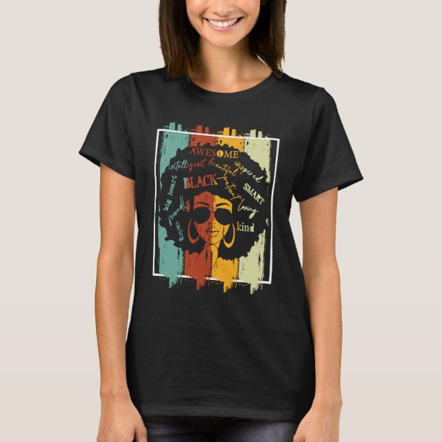 Melanin Afro African American Black Melanated Hist T Shirt (Framsida)