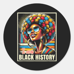 Melanin Afro Black Queen I am Black History Retro Runt Klistermärke