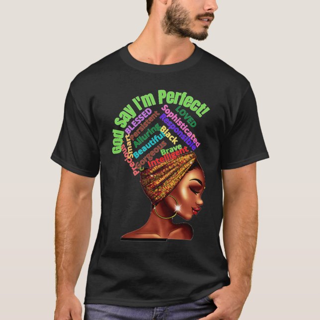 Melanin Afro Natural Hair Queen Cute Black Girl Ma T Shirt (Framsida)