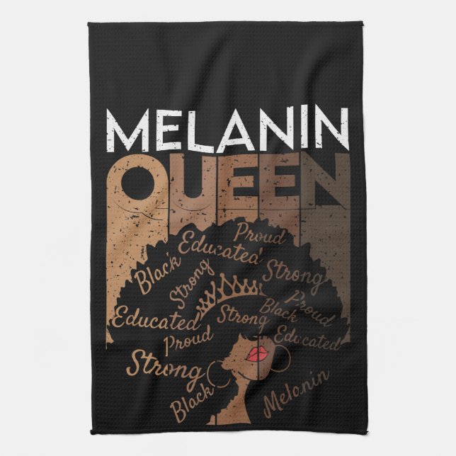 Melanin Afro Queen Ord Art Kökshandduk (Vertikal)