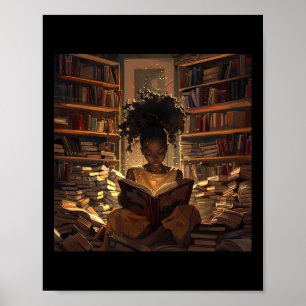 Melanin Afro Women Educating Reading Bok Black Han Poster