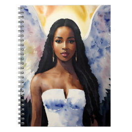 Melanin Angel Woman Watercolor Art Anteckningsbok