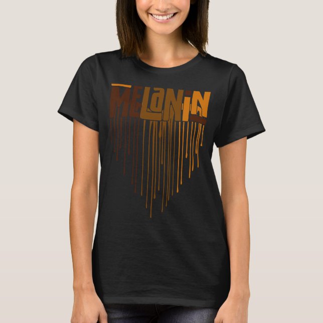 Melanin Black Afro Black Queen Black History Månad T Shirt (Framsida)