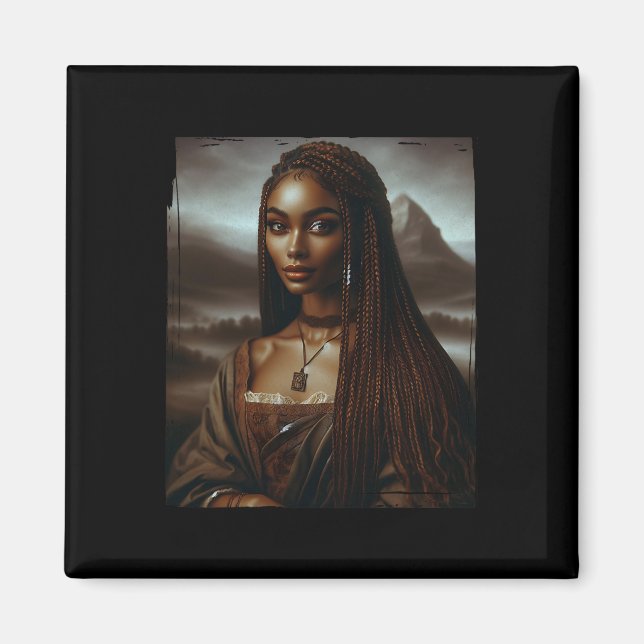 Melanin Black History Month Afro Queen Mona Lisa F Magnet (Framsidan)