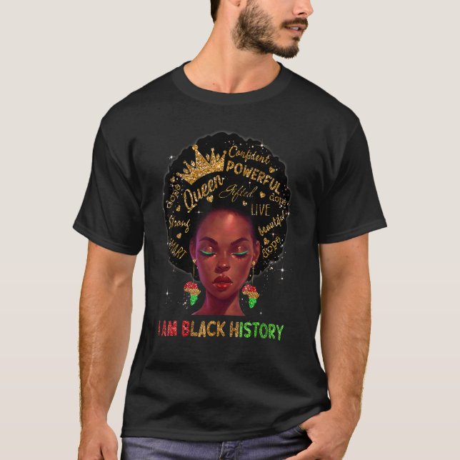 Melanin Black Queen I Am Black History African Bla T Shirt (Framsida)