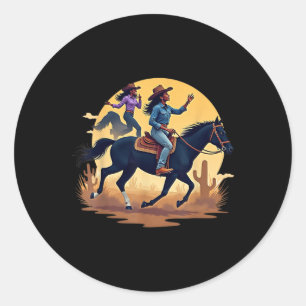 Melanin Black Women Westernare Rodeo Black Cowtjej Runt Klistermärke