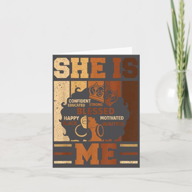 Melanin Blessed She Queen Beautiful Afro Black Me  Kort (Framsida)