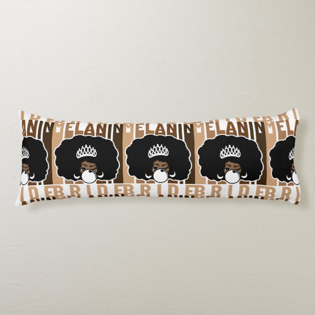 Melanin Bride med Afro Accent Pillow Kroppskudde (Framsidan)