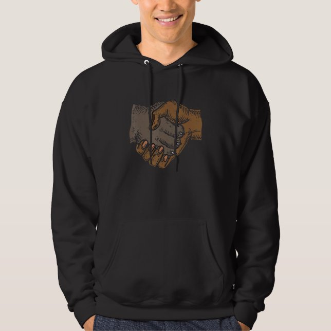 Melanin Cat Hand-Shake Black History Month BLM Kit Hoodie (Framsida)