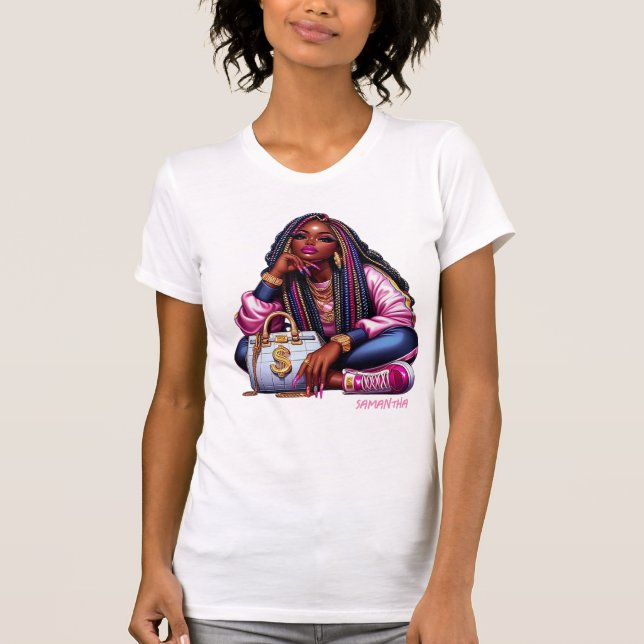 Melanin Chic Hustler Urban Hip hop Mode Woman T Shirt (Framsida)