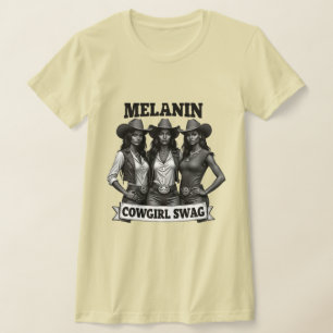 Melanin Cowgirl Swag T-Shirt Svarta historiemåna