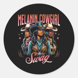 Melanin Cowgirl Swag Western Stil Black History M Runt Klistermärke