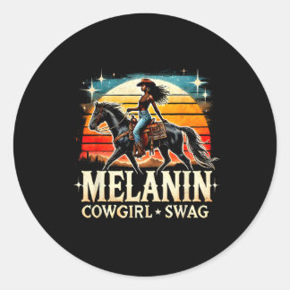 Melanin Cowgirl Swag Women African Black History M Runt Klistermärke