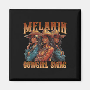 Melanin Cowgirls Swag Svart Historia Afrikansk Mel Magnet