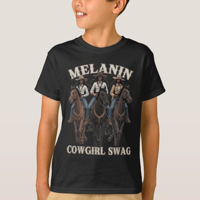 Melanin Cowtjejer African Melanin Black Cowgirl Sw T Shirt (Framsida)