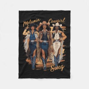Melanin Cowtjejer African Melanin Cowgirl Swag Bla Fleecefilt