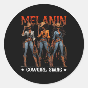 Melanin Cowtjejer African Melanin Cowgirl Swag Bla Runt Klistermärke