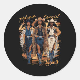 Melanin Cowtjejer African Melanin Cowgirl Swag Bla Runt Klistermärke