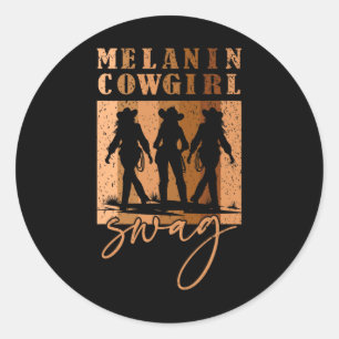 Melanin Cowtjejer African Melanin Cowgirl Swag Bla Runt Klistermärke