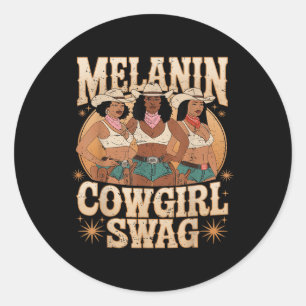 Melanin Cowtjejer Swag African Melanin Cowgirl Bla Runt Klistermärke