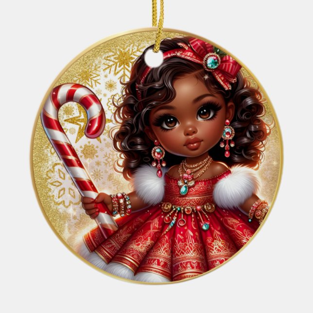 Melanin Cutie Ceramic jul Ornament (Framsidan)