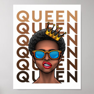 Melanin Drottning Stolt Afroamerikansk Svart Histo Poster