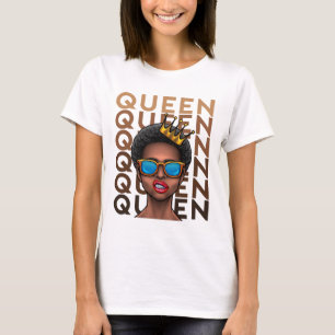 Melanin Drottning Stolt Afroamerikansk Svart Histo T Shirt