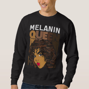 Melanin Drottning Stolt Svart Drottning Afro Kvinn Lång Ärmad Tröja