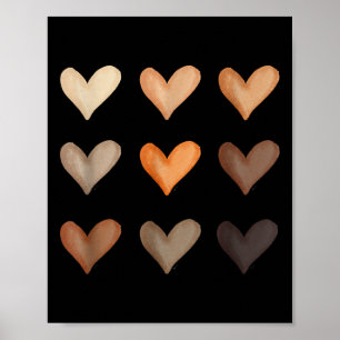 Melanin Färgade Hjärtan Olika Nyanser Kärlek Lika Poster