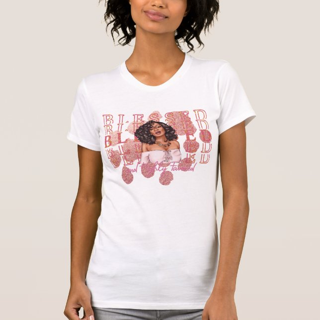 Melanin Faux Glitter Chic Black Woman Faith T Shirt (Framsida)