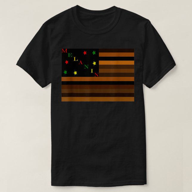 Melanin Flagga Black-Pridet T Shirt (Design framsida)