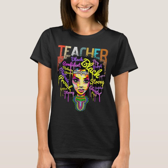 Melanin Girl Black History Month Teacher Outfit Af T Shirt (Framsida)