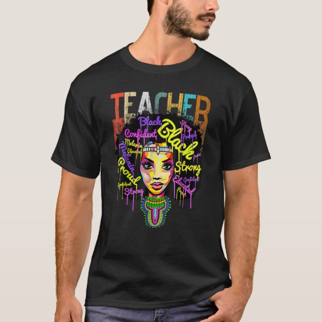 Melanin Girl Black History Month Teacher Outfit Af T Shirt (Framsida)