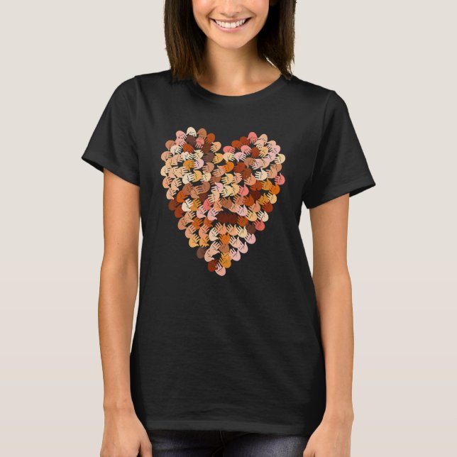Melanin Hands Heart Black History Month Afro Afric T Shirt (Framsida)