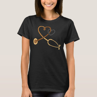 Melanin Heart Stethoscope Black History Månad RN L T Shirt