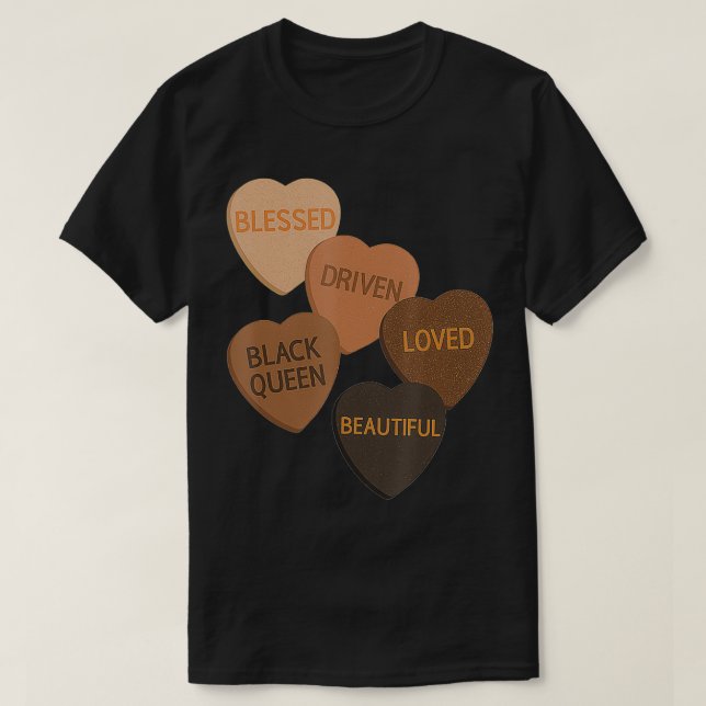 Melanin Hearts Valentines Day Candy Love Driven Bl T Shirt (Design framsida)