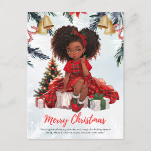 Melanin jul Black Girl Magic Julafton Magic Roligt Vykort
