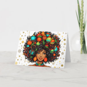 Melanin jul Black Queen Melanin Woman Julafton Tack Kort