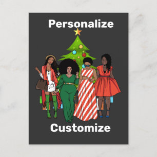 Melanin jul Black Sista Personalize Anpassningsbar Helg Vykort