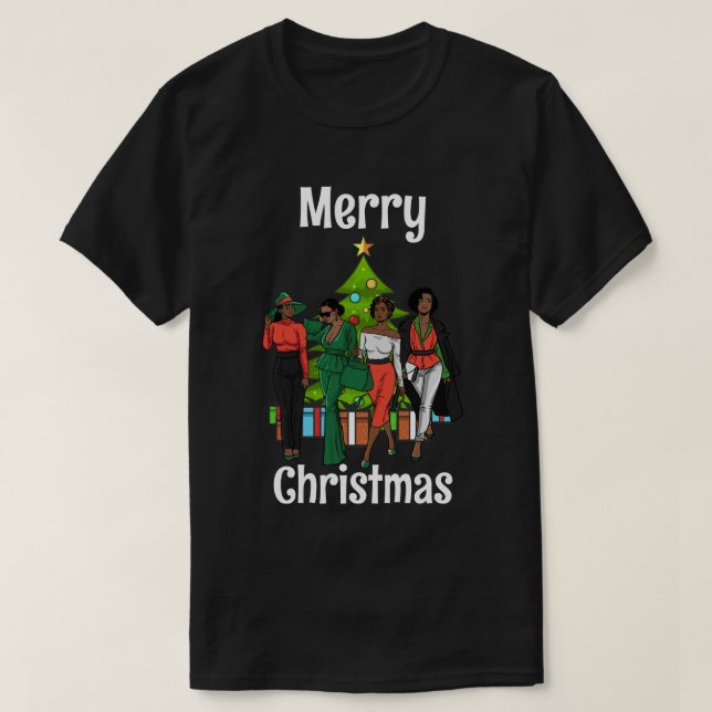 Melanin jul Black Sista Personalize Anpassningsbar T Shirt (Design framsida)