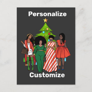 Melanin jul Black Sista Personalize Anpassningsbar Vykort