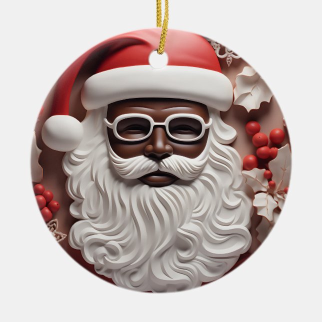 Melanin jul Chocolate Black Jultomten Julgransprydnad Keramik (Framsidan)