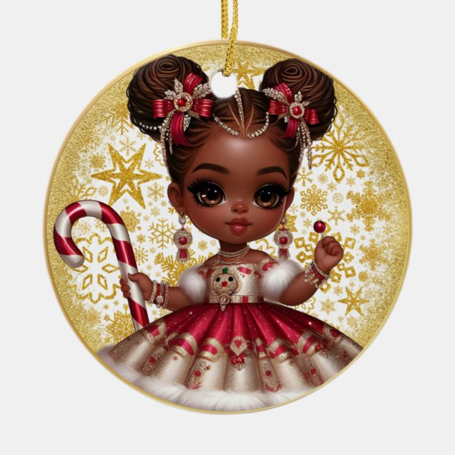 Melanin jul Girl Ceramic jul Ornament (Framsidan)