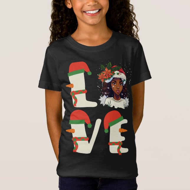 Melanin jul Kärlek Black Girl Magic Sista T-Sh T Shirt (Framsida)