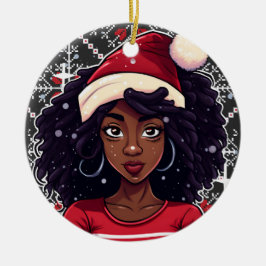 Melanin jul Magic Black Girl Woman Sista Julgransprydnad Keramik