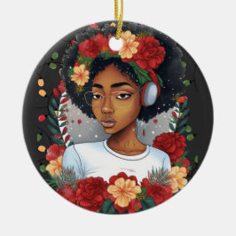 Melanin jul Winter Black Girl Magic Sista Julgransprydnad Keramik
