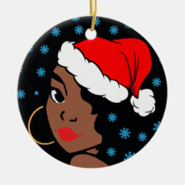 Melanin jul Winter Black Girl Magic Sista Julgransprydnad Keramik